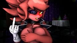 blush bread678 breasts cally3d covered_nipples covering_breasts fexa fexa_(cally3d) fexa_(cryptia) five_nights_at_freddy's foxy_(cally3d) foxy_(fnaf) fredina's_nightclub hi_res high_resolution highres looking_at_viewer sfm shy source_filmmaker