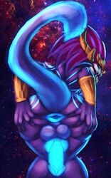 anthro anus aurelion_sol balls blue_penis colored_sketch dragon hair klent knot league_of_legends looking_back male male_only penis riot_games solo spread_anus spreading video_games