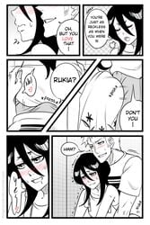 1boy bleach blush dangerousbride female ichigo_kurosaki karoll_ann kuchiki_rukia rubbing smile straight text