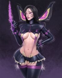 2024 big_breasts black_hair cosplay kai'sa kill_la_kill league_of_legends league_of_legends:_wild_rift looking_at_viewer matoi_ryuuko_(cosplay) pale-skinned_female pale_skin popogori purple_eyes riot_games studio_trigger thick_thighs