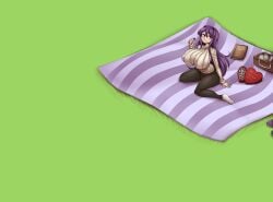 alternate_breast_size big_breasts blanket breasts doki_doki_literature_club huge_breasts metachoke picnic purple_hair sequence yuri_(doki_doki_literature_club)