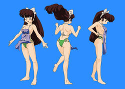 1girls apron bikini bow dixieland999 female female_only multiple_poses ranma_1/2 small_breasts solo swimsuit ukyo_kuonji