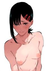 1girls 2024 2d black_hair blush breasts chainsaw_man color female female_only hair_ornament higashiyama_kobeni inverted_nipples light-skinned_female light_skin looking_at_viewer masukan nervous nipples puffy_nipples simple_background small_breasts solo solo_female sweat sweating sweaty sweaty_body white_background