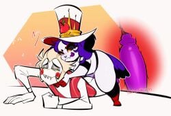 anal animated bileshroom choking fanart haru_(masochistfox) hazbin_hotel light_choking loop looping_animation lucifer_morningstar_(hazbin_hotel) male_penetrated nsfwshroom oc_x_canon ocxcanon pegging pegging_male straight strap-on tagme tail_wagging video