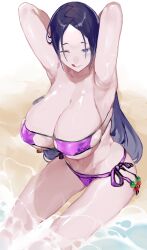 1girls 2024 2d adult adult_female armpits arms_up asian asian_female beach big_breasts bikini blue_eyes enpix fair-skinned_female fair_skin fate/grand_order fate_(series) female female_only japanese japanese_female large_breasts light-skinned_female light_skin long_hair looking_away mature mature_female milf minamoto_no_raikou_(fate) minamoto_no_raikou_(fate/grand_order) nipple_bulge no_sex pale-skinned_female pale_skin pose purple_bikini purple_hair realistic_breast_size realistic_proportions servant_(fate) solo solo_female straight_hair thighs toned toned_female tongue tongue_out underboob