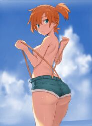 ass breasts cleavage eye_contact female female_only human human_only kasumi_(pokemon) looking_at_viewer noripachi pokemon short_shorts shorts solo