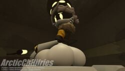 1boy 3d arcticchilifries ass big_ass big_butt butt fat_ass fat_butt glitch_productions hat huge_ass huge_butt looking_at_viewer looking_back looking_back_at_viewer male male_only murder_drones n_(murder_drones) robot sfm sitting solo source_filmmaker tail thick_ass thick_butt white_hair yellow_eyes