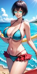 ai_generated beach big_breasts female female_focus female_only green-tinted_eyewear guilty_gear i-no solo solo_focus sunglasses swimsuit tinted_eyewear women