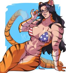 1girls bikini glasses moiyablochki oc tiger_girl