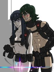 1boy bad_censor breasts covering dangerousbride female kill_la_kill kiryuuin_satsuki sanageyama_uzu smile