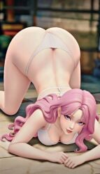 3on3freestyle ai_generated arched_back arching_back big_ass big_butt blair_(3on3freestyle) blue_eyes hair pawg pink pink_hair