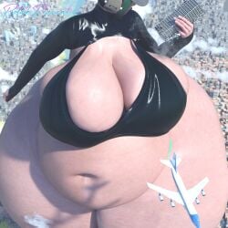 airplane breast_focus building_destruction city city_background cityscape dumptruck_ass ela_(rainbow_six) giantess giga_giantess gigantic_breasts holding_building holding_object hyper larger_female looking_at_building massive_breasts polakpeasant rainbow_six rainbow_six_siege smaller_human viewed_from_above
