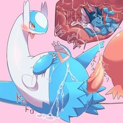 1boy 1girls 2017 big_penis blush cum cum_inside cum_on_self cumshot ecru eeveelution ejaculation erection female feral furry grinding internal interspecies japanese_text latias latios legendary_pokémon male nintendo open_mouth orgasm penis pokemon pokemon_(species) pokemon_rse pussy red_eyes sex size_difference slit straight tapering_penis text tongue tongue_out translation_request vaporeon video_games vore yaoi