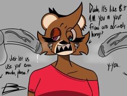 colorful_eyes disembodied_penis dropout_bear eyelashes kanye_bear leaking_precum multi_mouth precum sharp_teeth simple_background simple_coloring simple_shading steamy_penis