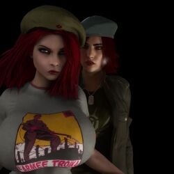 2girls 3d 3d_animation alternate_breast_size animated beret big_breasts bracelet breasts breasts_bigger_than_head brujah clothed clothed_female damsel_(vtmb) eye_contact female female_only gigantic_breasts hat huge_breasts humanoid humanoid_female humanoid_only jacket jiggle jiggle_physics jiggling jiggling_breasts large_breasts light-skinned_female light_skin looking_at_viewer multiple_females multiple_girls peace_sign red_hair red_hair_female shirt short_playtime shorter_than_10_seconds tagme upper_body v_sign vaako vampire vampire_girl vampire_the_masquerade vampire_the_masquerade_bloodlines vampire_the_masquerade_bloodlines_2 video world_of_darkness