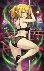 1girls ai_generated ass ass_focus aura black_panties breasts club cum elf_ears hair mizuhashi_parsee panties sparkles touhou tube yellow_hair