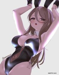 1girls 2d 2d_(artwork) 2d_artwork :o arm_above_head arm_up armpits arms_above_head arms_up belly belly_button big_breasts black_bunny_ears black_bunnysuit black_gloves black_hairband black_half_gloves black_leotard black_topwear breasts brown-eyed_female brown-haired_female brown_eyes brown_hair bunny_ears bunnygirl bunnygirl_outfit bunnysuit busty busty_female busty_girl collar collarbone digital digital_art digital_drawing digital_drawing_(artwork) digital_media digital_media_(artwork) elbows female female_focus female_only gloves groin hair_between_eyes half_gloves hand_above_head hand_up hands_above_head hands_up hip_dips hourglass_figure inguinal_crease inguinal_ligament large_boobs large_breasts lean_figure leotard long_hair looking_at_viewer midriff narrow_waist navel oc open_mouth original original_art original_artwork original_character parted_lips partially_exposed_vulva partially_visible_vulva posing posing_for_the_viewer shoulders simple_background skeptycally slender_body slender_waist slim_waist solo standing tongue topwear underboob upper_body white_background white_collar wide_hips