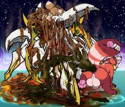 absurd_res ailurid anal_fluids anus arceus ass backsack balls bodily_fluids burning eevee feces feces_blowout feces_in_mouth feces_on_body feces_on_butt feces_on_face feces_on_ground feces_pile generation_1_pokemon generation_4_pokemon genitals gore gore_focus hi_res hyper_feces hyper_scat legendary_pokemon male mammal markings melting melting_body melting_flesh melting_limbs melting_mouth nintendo pokemon pokemon_(species) pokemon_arena pokemon_legends_arceus raised_tail red_panda scat scatplay striped_markings striped_tail stripes tail tail_markings tail_mouth unusual_anatomy unusual_tail yonnixart