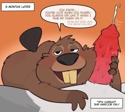 animal_genitalia animal_penis beaver buckteeth crushpepper disney english_text felid feline feline_genitalia feline_penis female first_person_view forced genitals hi_res looking_at_viewer lynx male mammal nibbles_maplestick nude pawbert_lynxley penile_spines penis penis_on_cheek rodent size_difference smaller_female speech_bubble stroking_penis tagme teeth text zootopia