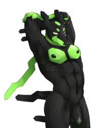 1boy 2016 4_fingers abs alpha_channel anthro anthrofied biped black_body black_fur black_nipples black_nose black_pawpads black_penis black_tail canine claws fatmanass flaccid front_view furry glans gloves_(marking) green_body green_claws green_eyes green_markings green_skin hands_behind_head humanoid_hands humanoid_penis legendary_pokémon looking_at_viewer male male_only mammal markings muscular muscular_male nintendo nipples nude pawpads pecs penis pokemon pokemon_sm pokemon_xy pokemorph portrait simple_background solo spikes standing testicles three-quarter_portrait transparent_background two_tone_body veins veiny_penis video_games zygarde zygarde_10_form