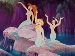 arika_(peter_pan) bedaxe breasts chelan_(peter_pan) disney edit female female_only mermaid nipples penelope_(peter_pan) peter_pan peter_pan_(disney) screenshot screenshot_edit smile topless