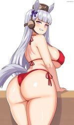 ass back back_view backside big_ass big_breasts big_thighs bikini bikini_only boob booty breasts butt curves curvy curvy_body cute cute_face eclypse fat_ass female female_focus female_only gold_ship_(umamusume) head_turned horse horse_ears horse_girl horse_tail long_hair looking_at_viewer pale-skinned_female pink_eyes red_bikini sexy sexy_body showing_ass sideboob silver_hair solo solo_female solo_focus thick thick_ass thick_legs thick_thighs umamusume umamusume_pretty_derby