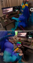 2026 3d_(artwork) 69_torielle absurd_res adastra adastra_(series) american_opossum anthro arthropod ass balls big_breasts braided_hair breasts canid canine canis chair comic computer computer_monitor computer_mouse crustacean desk digital_media_(artwork) digitigrade echo_project electronics erection fellatio female fingers fur furniture genitals guispe_(guispe_opockjha) guispe_opockjha hair hi_res humanoid_genitalia humanoid_penis licking male male/female mammal marine marsupial murid murine muscular nipples nude office_chair oral penile penis penis_lick rodent sex shaded shrimp signature smile solzin table tail tongue torielle69 twitter wolf