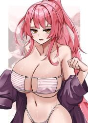 1girls absurd_res actancyaga blush bra brown_eyes cotan_(actancyaga) duel_monster exosister_martha exosisters female fringe hi_res huge_breasts konami light_skin looking_at_viewer navel open_mouth orange_eyes ponytail red_hair removing_clothing solo standing teeth underwear younger_female yu-gi-oh! yu-gi-oh!_duel_links