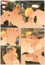 abs balls bara biceps big_balls big_penis blonde_hair blowjob comic cuckoo_chan erection fazi_alberto fingering_ass gay gay_blowjob handjob iwai_munehisa male male/male male_nipples male_only masturbation muscular_male nipples nude oral oral_sex pecs penis persona persona_5 ryuji_sakamoto