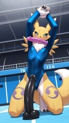 ai_generated digimon dildo fox furry leotard renamon yellow_body
