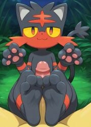 ai_generated feet foot_fetish foot_play footjob game_freak happy litten nintendo pawjob paws paws_on_penis penis pokemon pokemon_(species) pokemon_sm pov toes trainer uncensored