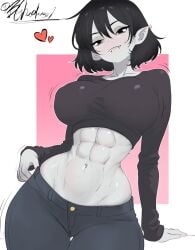 1girls 2d 2d_(artwork) 2d_artwork abs adventure_time big_breasts big_thighs bighugelarge1 black_eyes black_hair cartoon_network closed_mouth clothed clothing color curvy curvy_body curvy_female curvy_figure elf_ears female female_focus female_only fit_female head_tilt hi_res huge_breasts large_breasts light-skinned_female light_skin looking_at_viewer marceline muscles muscular muscular_female navel posing short_hair simple_background sitting slim_waist smile smiley_face smiling smiling_at_viewer smirk solo solo_female stomach tagme thick_thighs thighs tilted_head vampire vampire_girl vampire_teeth watermark wide_hips