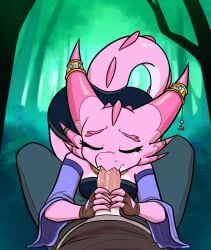 ai_generated big_ass blowjob dragon fellatio female kobold oral_sex pink_body scalie vtuber xhuri_(terror_time)