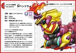 absurd_res armarouge armor arthropod black_body black_skin blue_horn bodily_fluids border colored_cum cum fusion generation_5_pokemon generation_9_pokemon genital_fluids genitals hi_res horn japanese_text mega_evolution mega_scolipede nikunigushii nintendo penis pink_cum pokedex pokedex_entry pokedex_number pokemon pokemon_(species) pokemon_fusion purple_body purple_eyes purple_skin red_border scolipede simple_background text translation_request unusual_bodily_fluids unusual_cum unusual_genital_fluids white_background