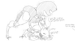 4_arms ant antennae_(anatomy) anthro anus arthropod arthropod_abdomen ass ass_up big_butt breasts chalktooth english_text female front_view honeypot_ant hymenopteran insects jack-o'_pose monochrome multi_arm multi_limb pose simple_background solo text thick_thighs white_background wide_hips