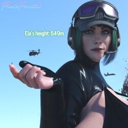 building building_destruction carrying_another ela_(rainbow_six) fighter_jet giantess giga_giantess helicopter hyper larger_female looking_at_another polakpeasant rainbow_six rainbow_six_siege smaller_human