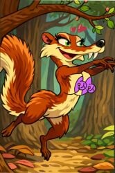 20th_century_fox ai_generated blue_sky_studios breasts brown_body digital_media_(artwork) edit edited forest_background fur ice_age_(film) ice_age_dawn_of_the_dinosaurs jewelry looking_right munchykirby1 nipples original_character posing purple_nipples scratte_(ice_age) semi-anthro squirrel_girl tagme vagina