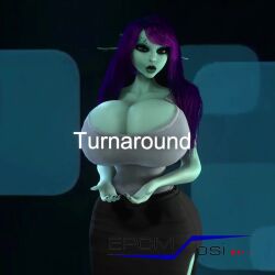 1girls 3d 3d_animation animated big_hips big_lips blue_skin blue_skinned_female cleavage clothed clothed_female eye_contact female female_only hair_down heterochromia hips hourglass_figure hourglass_figured_female huge_hips jiggle jiggle_physics jiggling jiggling_breasts large_hips lips long_ears long_hair long_pointy_ears longer_than_10_seconds looking_at_viewer narrow_waist office_lady pencil_skirt pointy_ears purple_hair purple_hair_female shorter_than_30_seconds skirt slim_waist small_waist solo solo_female soria tagme thin_waist tiny_waist top_heavy vaako very_long_hair video wasp_waist wide_hips