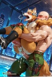 2boys ai_generated anal anthro bara blush cum fox fox_mccloud furry furry_male gay green_eyes human human_on_anthro kl_99 male male/male male_on_anthro male_on_human male_only multiple_boys nintendo penis star_fox yaoi