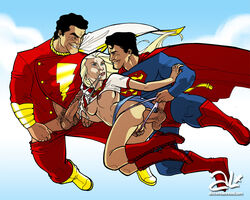 after_oral alx_(fuckit) anal breasts cum_on_face cum_trail dc facial handjob incest shazam shirt_lift supergirl superman superman_(series) threesome