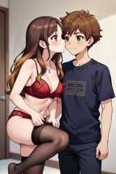 ai_generated incest kissing lingerie love lovers milf mother_and_child mother_and_son stockings