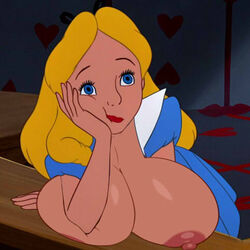 alice_(disney) alice_in_wonderland alice_in_wonderland_(1951_film) alice_liddell alternate_breast_size bedaxe big_breasts breasts disney edit female female_only nipples screenshot screenshot_edit