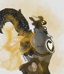 anal archenarie ass big_butt fart fart_fetish farting_on_face fur furry grey_body grey_fur hi_res machine male male/male oral protogen rimming sex size_difference