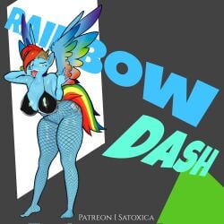 1female 3d 3d_(artwork) 4k anthro big_ass big_breasts blue_body female female_only my_little_pony rainbow_dash_(mlp) satoxica softcore solo_female wings_on_back