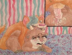 2016 age_difference anthro anthro_on_anthro anthro_penetrated anus ass balls blue_eyes blue_sky_studios blush bodily_fluids brown_body brown_fur buck_(ice_age) buckteeth close-up cum cum_on_butt cum_string cutaway dreamworks duo eyelashes female female_anthro from_behind_position fur genital_fluids genitals humanoid_genitalia humanoid_penis ice_age_(series) leaf leaf_on_face looking_at_another looking_at_partner looking_pleasured lying madagascar_(series) male male/female mammal marlene_(madagascar) mustelid musteline nude_anthro older_male on_front open_mouth otter penetration penis pink_penis puku83 sex smile teeth the_penguins_of_madagascar traditional_media_(artwork) true_musteline vein veiny_penis vulva weasel whiskers