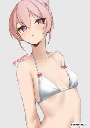 1girls 2d 2d_(artwork) 2d_artwork bare_arms bare_belly bare_chest bare_hands bare_midriff bare_navel bare_shoulders bare_skin belly belly_button bikini bikini_only bikini_top blush blush_face blushing_at_viewer blushing_female blushing_lines breasts collarbone digital digital_art digital_drawing digital_drawing_(artwork) digital_media digital_media_(artwork) exposed_arms exposed_belly exposed_chest exposed_midriff exposed_navel exposed_shoulders exposed_skin eyebrows_visible_through_hair female female_focus female_only green-eyed_female green_eyes hair_between_eyes hair_bun halterneck head_tilt lean_figure looking_at_viewer midriff narrow_waist navel nipple_bulge oc original original_art original_artwork original_character petite petite_body petite_breasts petite_female petite_girl petite_tits pink-haired_female pink_hair pink_hair_female short_hair shoulders sidelocks simple_background skeptycally slender_body slender_waist slim_waist small_breast small_breasts solo standing string_bikini swimsuit swimwear tilted_head tiny_breasts upper_body white_background white_bikini white_bikini_top white_swimsuit white_swimwear
