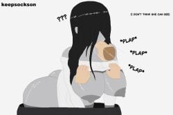 1boy1girl big_ass big_breasts blind blowjob breasts fat_ass fat_butt fat_tits horror keepsockson oblivious sadako_yamamura speech_bubble surprise_oral text the_ring white_shirt