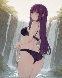 1girls ai_generated aiyor angry annoyed annoyed_expression ass ass_focus back_dimples back_view chubby, chubby_female clothed, dead_eyes disappointed female female_focus female_only fern_(sousou_no_frieren) judging lingerie looking_at_viewer outdoors realistic_breast_size realistic_proportions solo solo_female sousou_no_frieren undressing wet