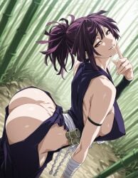 ai_generated bamboo_forest big_ass erect_nipples_under_clothes exposed_ass female_ninja flirting_look flirty_expression jigokuraku kunoichi looking_at_viewer nice_ass revealing_clothes revealing_outfit sideboob silap smile smiling_at_viewer yuzuriha_(jigokuraku)