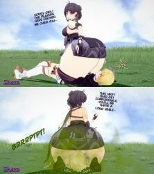 3d ass big_ass comic facesitting fart fart_cloud fart_fetish fart_torture farting farting_in_face genshin_impact koikatsu lumine_(genshin_impact) rover_(wuthering_waves) shora_gasniffa wuthering_waves